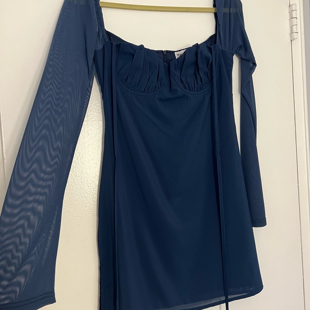 Princess Polly Navy Long Sleeve Dress